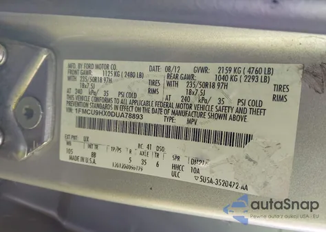 2013 Ford Escape Sel from USA, damaged, VIN 1FMCU9HX0DUA78893